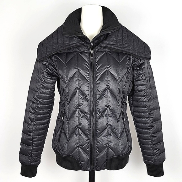 LOLE Black Colleen Down Filled Quilted Winter Zip Up High Collar Jacket Size M - Picture 2 of 16